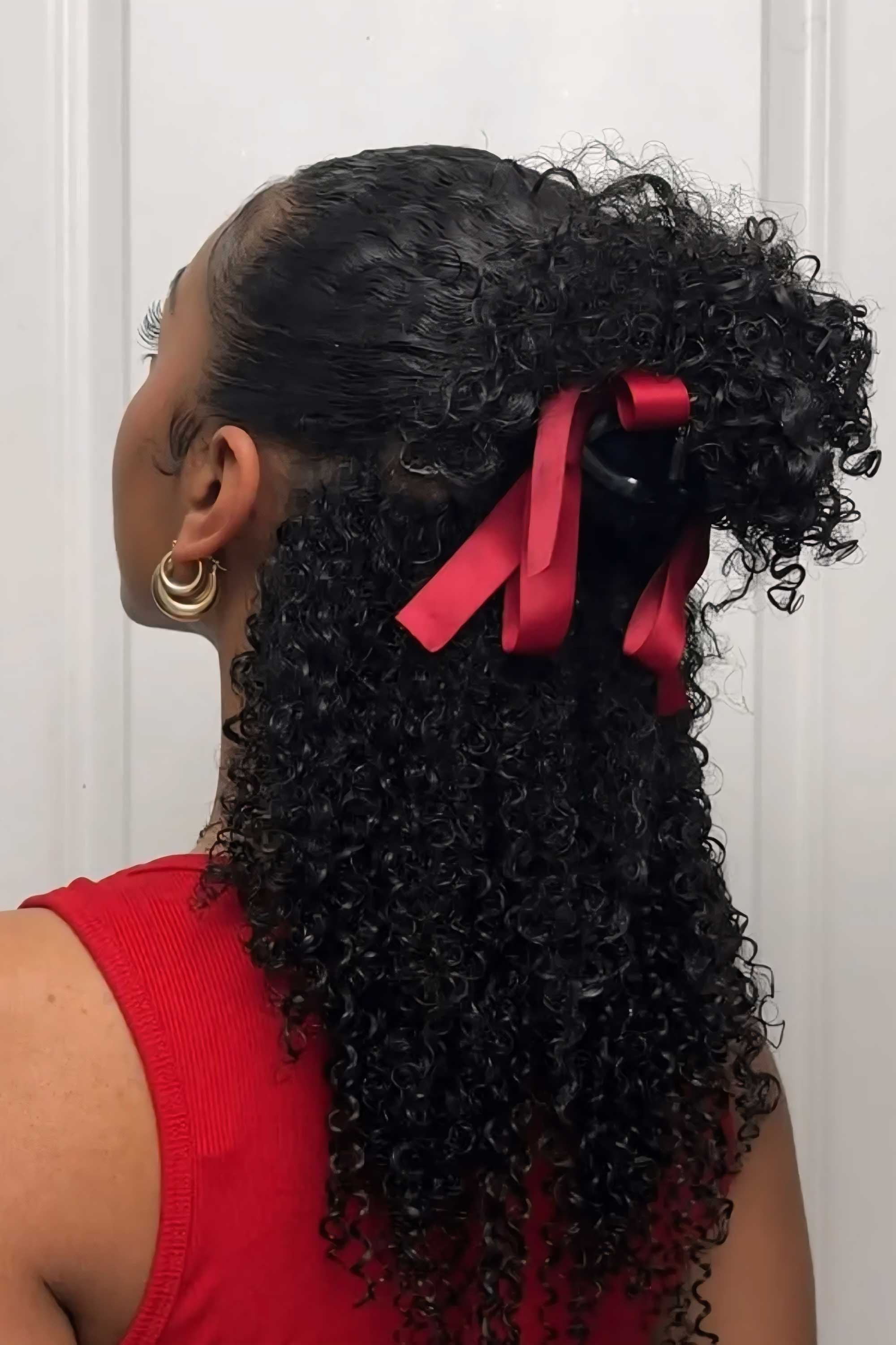 Red Bow Ponytail